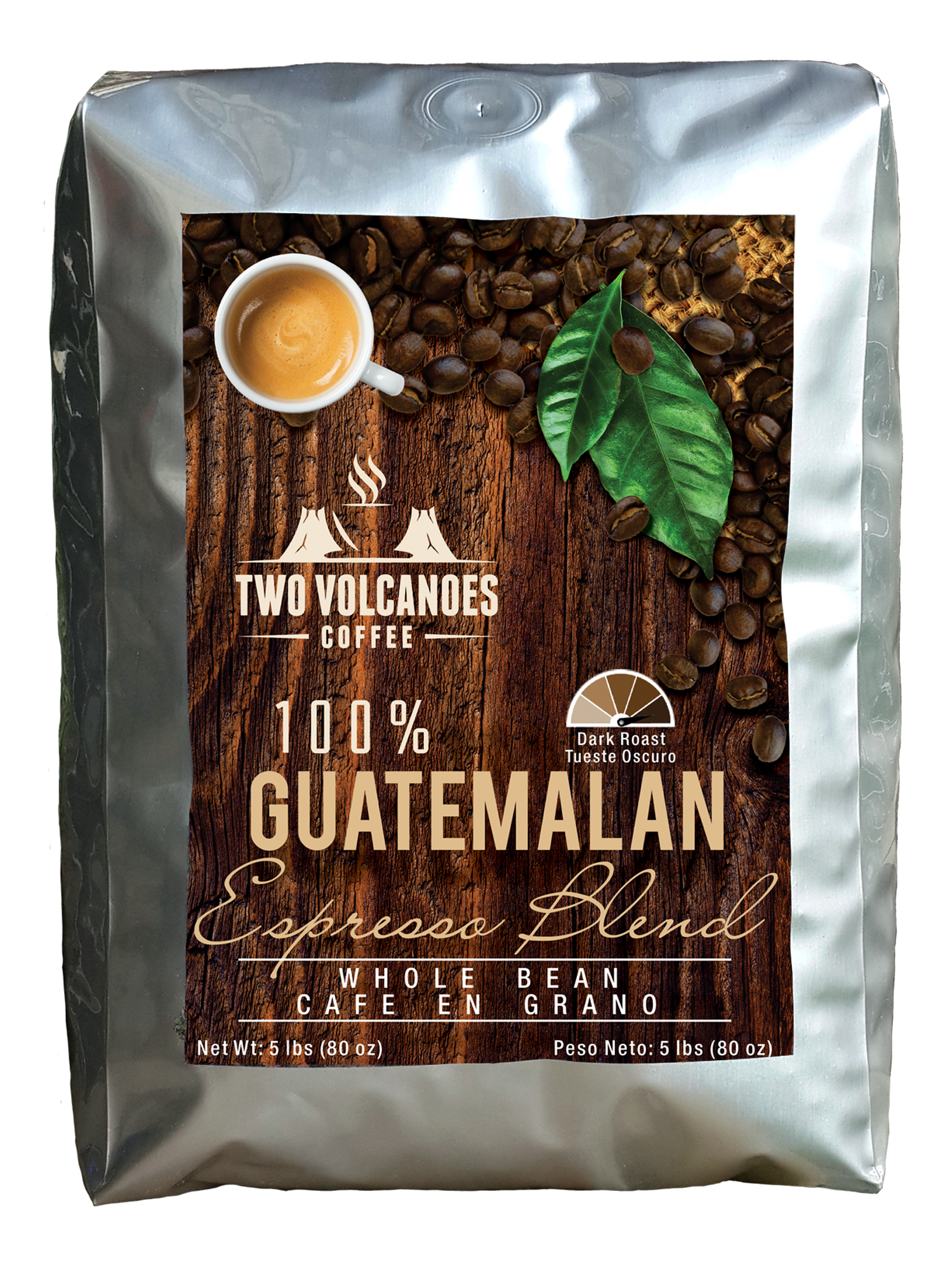 Dark Roast, Whole Bean, Espresso Blend - 5 lbs – Two Volcanoes Coffee
